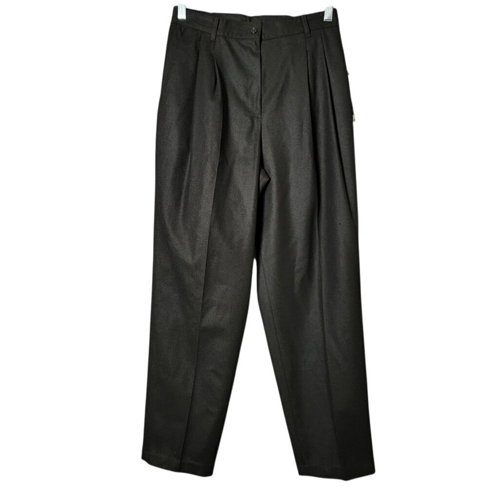 Sag Harbor Petite Womens Black Wool Pleated Business Casual Work Pants 10P